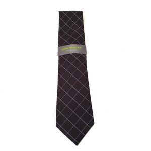NWT John Bartlett | Black Silk Wool Blend Checkered Tie